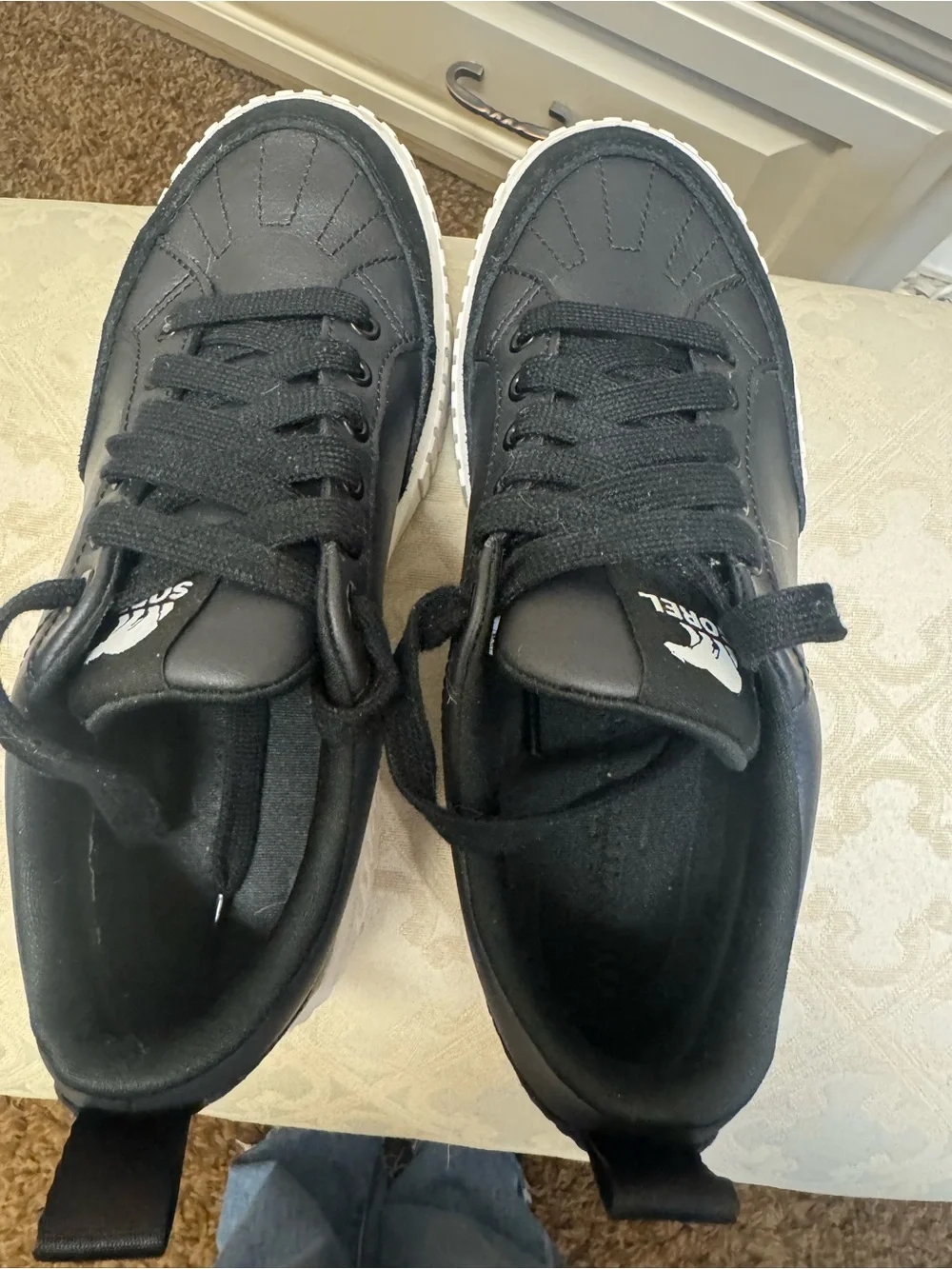 Sorel Waterproof Black Lace-Up Sneakers with White Platform Sole